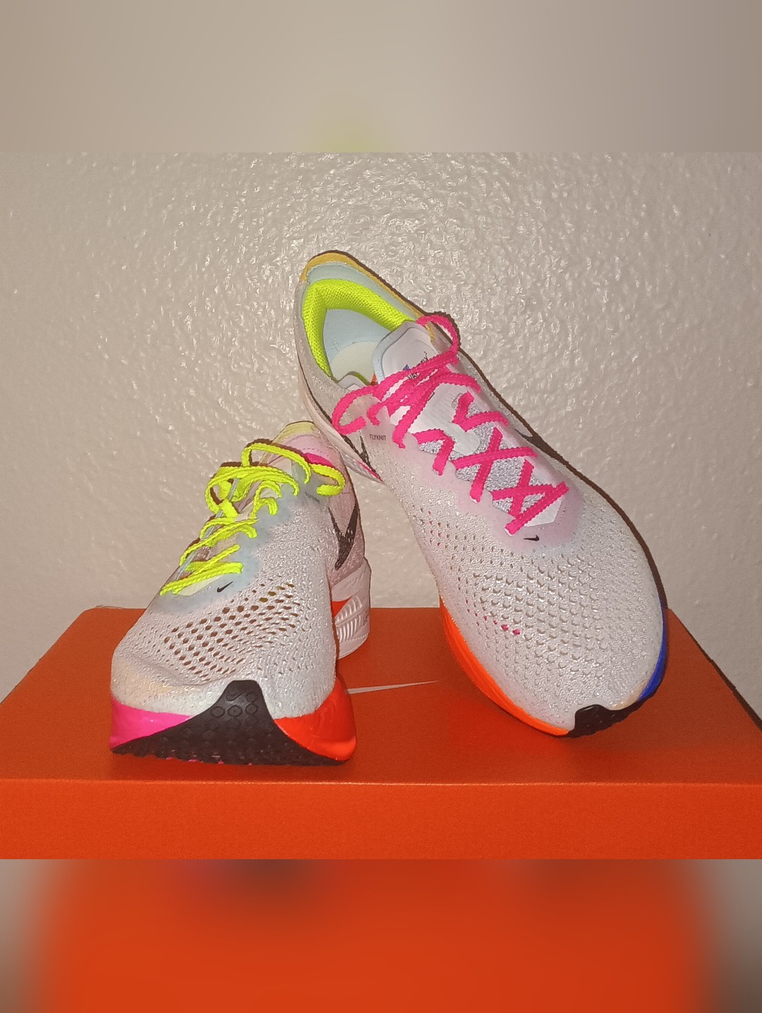 Nike Men’s Running Shoes White With Neon Yellow And Pink Accents